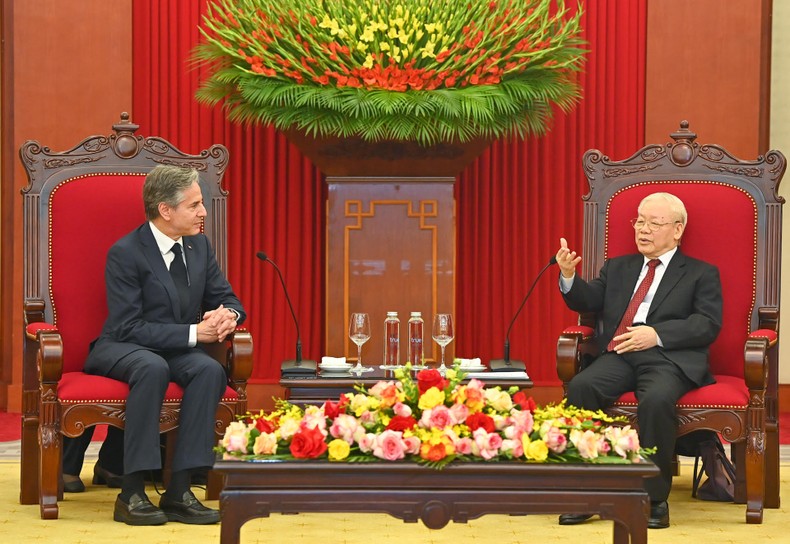 Tổng Bí thư Nguyễn Phú Trọng tiếp Bộ trưởng Bộ Ngoại giao Hoa Kỳ Antony Blinken - Ảnh 6.