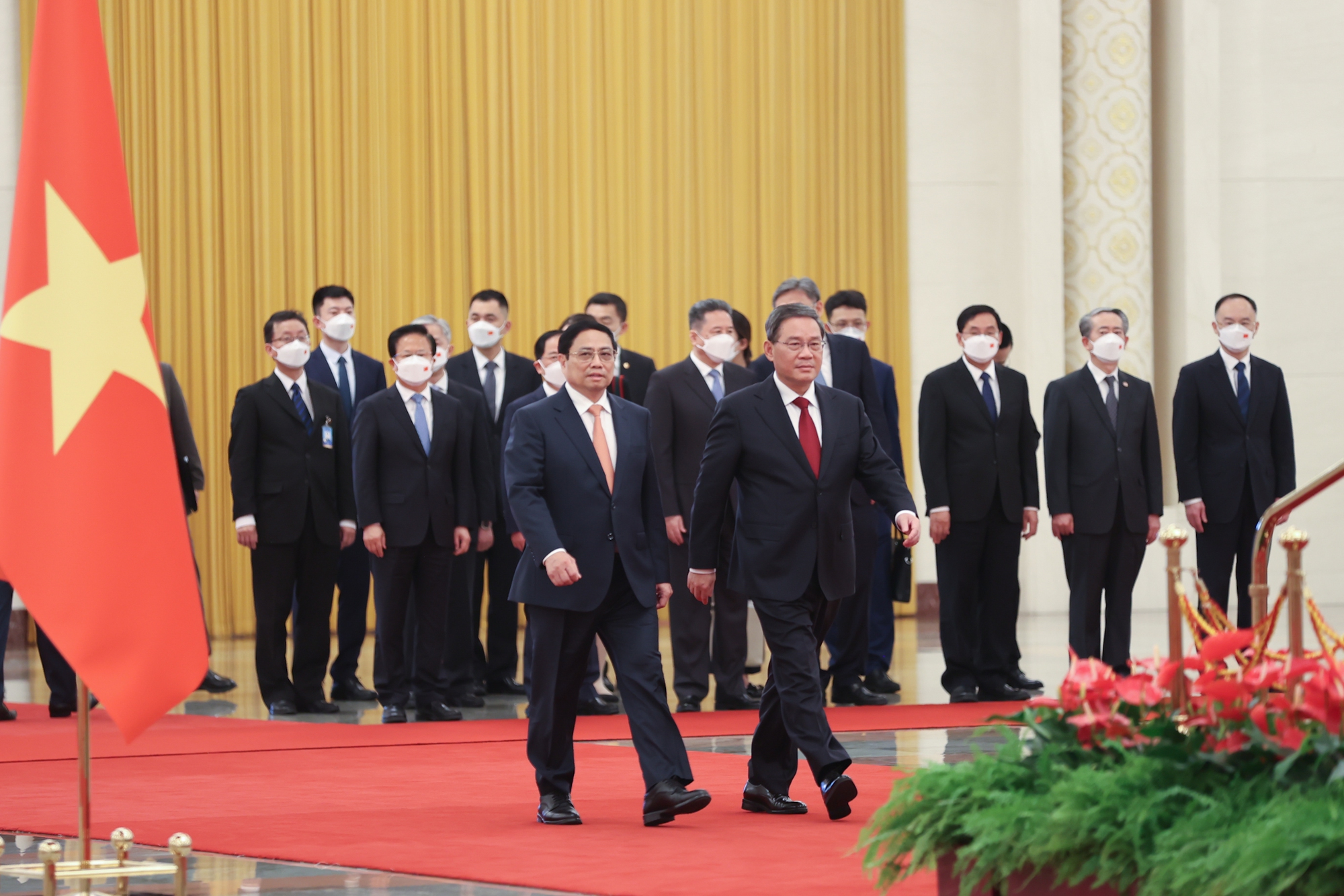 Thủ tướng Trung Quốc Lý Cường đón và hội đàm với Thủ tướng Phạm Minh Chính - Ảnh 3.