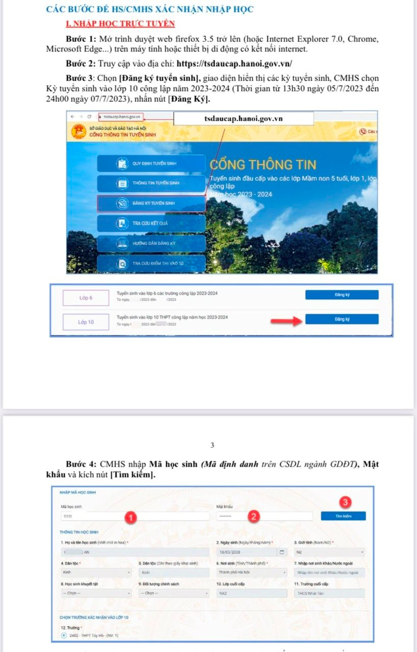 HƯỚNG DẪN CÁCH XÁC NHẬN NHẬP HỌC LỚP 10 CÔNG LẬP HÀ NỘI - Ảnh 1.