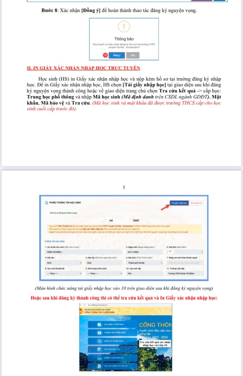 HƯỚNG DẪN CÁCH XÁC NHẬN NHẬP HỌC LỚP 10 CÔNG LẬP HÀ NỘI - Ảnh 3.