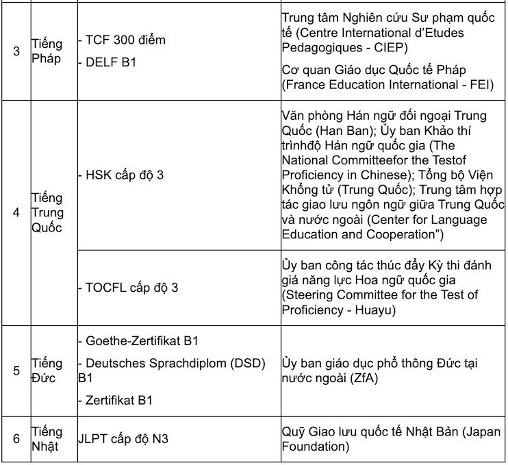 Xét tốt nghiệp THPT 2025: Danh mục chứng chỉ được miễn thi môn Ngoại ngữ- Ảnh 2.