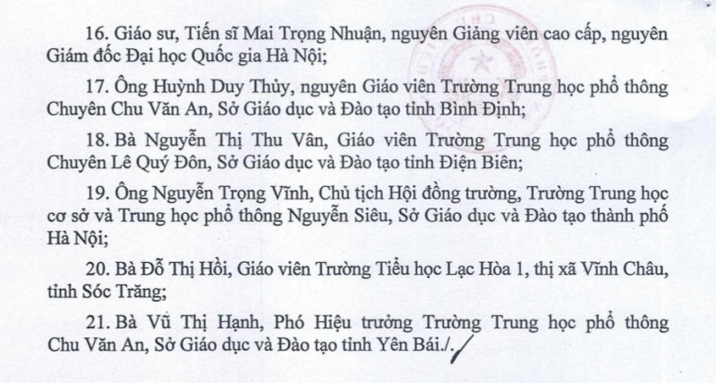 Danh sách các cá nhân được phong tặng danh hiệu Nhà giáo nhân dân, Nhà giáo ưu tú- Ảnh 5.