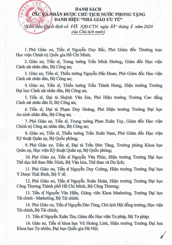 Danh sách các cá nhân được phong tặng danh hiệu Nhà giáo nhân dân, Nhà giáo ưu tú- Ảnh 7.