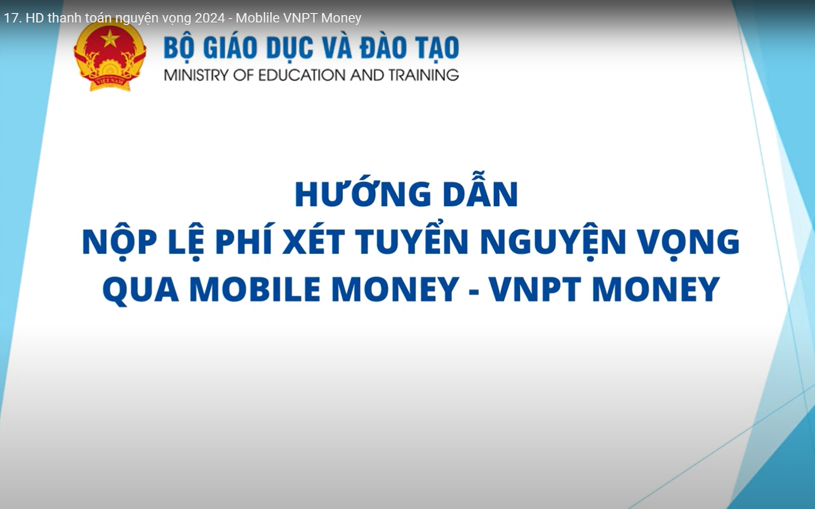 Hướng dẫn nộp lệ phí xét tuyển đại học năm 2024 kênh thanh toán di động