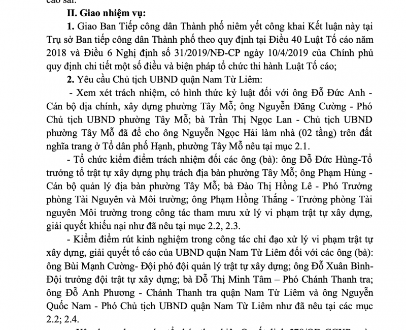 Xem xét trách nhiệm, có hình thức kỷ luật Chủ tịch, Phó Chủ tịch, cán bộ địa chính, xây dựng phường- Ảnh 2.