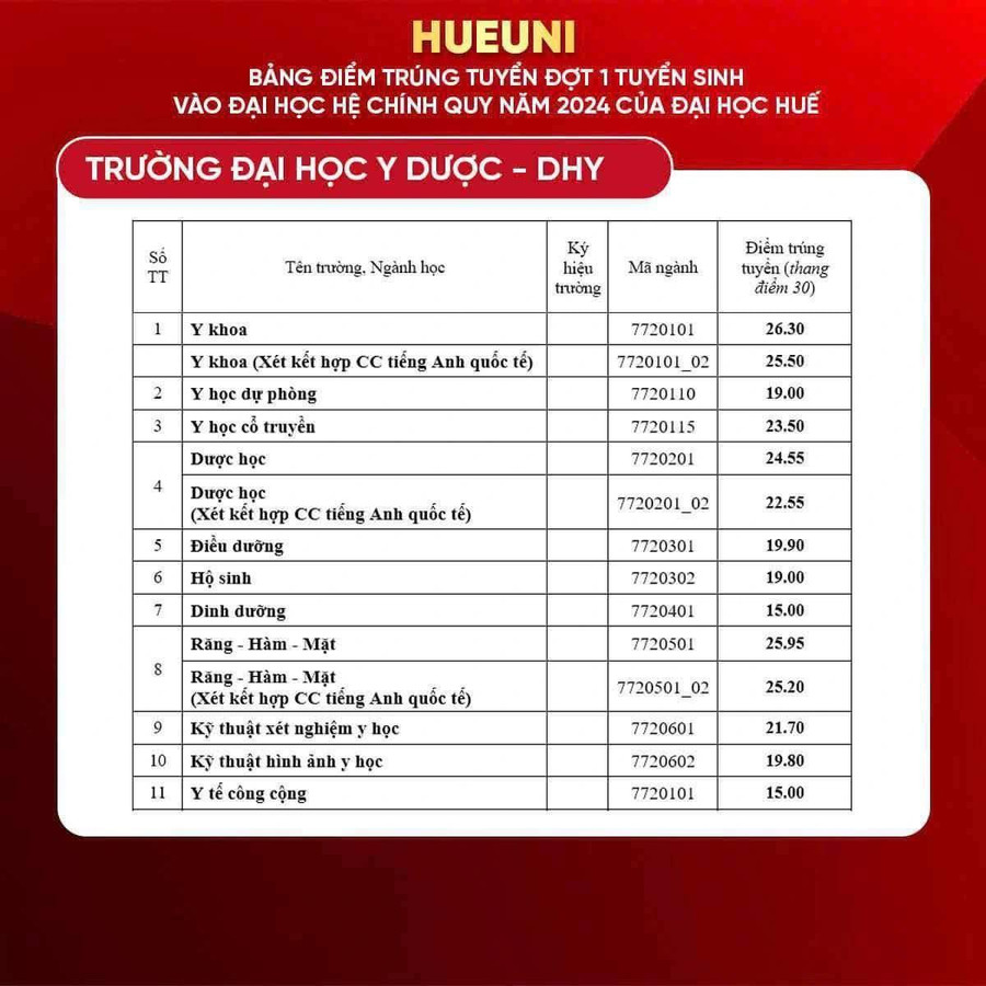 ĐIỂM CHUẨN CÁC TRƯỜNG Y DƯỢC năm 2024- Ảnh 14.