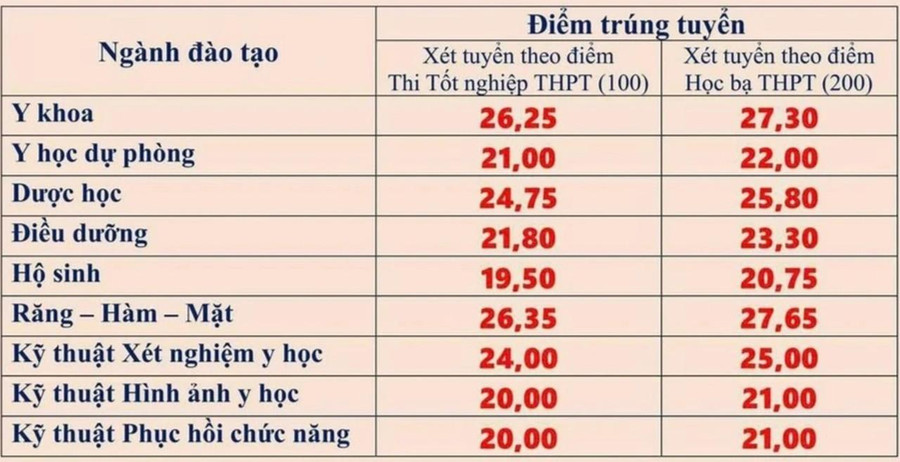 ĐIỂM CHUẨN CÁC TRƯỜNG Y DƯỢC năm 2024- Ảnh 12.