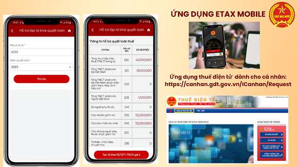 Quyết toán thuế thu nhập cá nhân theo tờ khai điền sẵn trên eTax Mobile