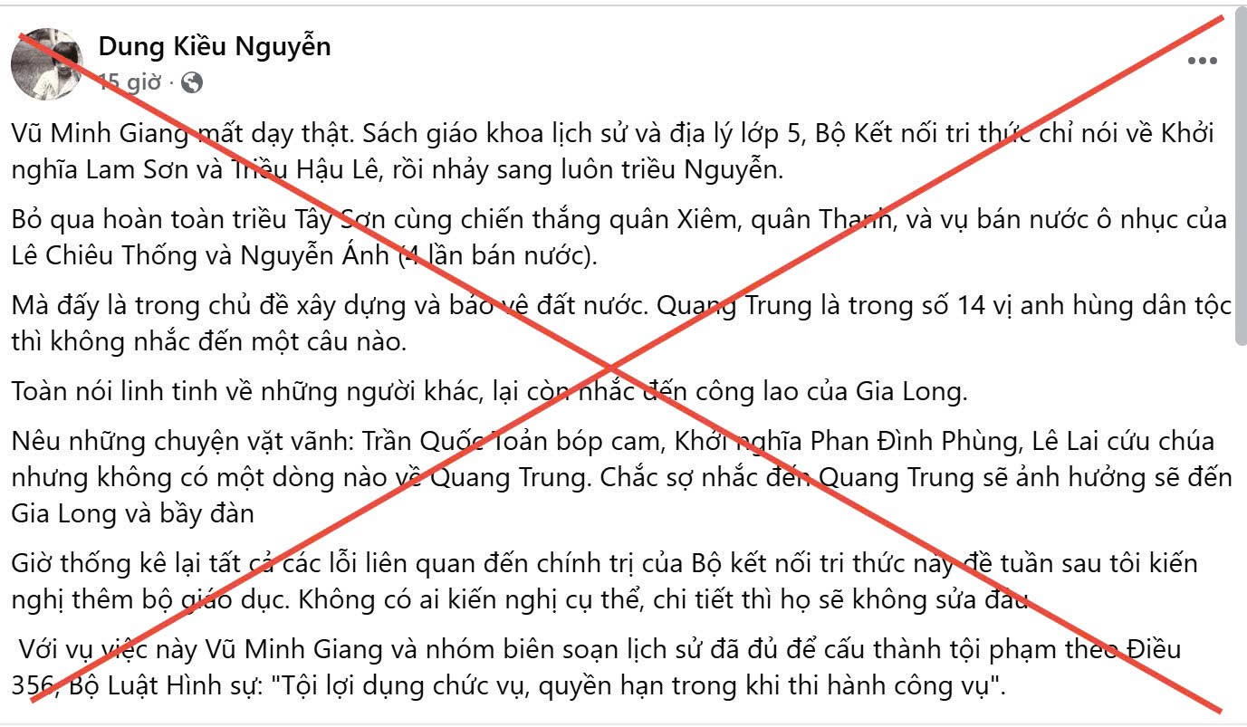 Bộ GDĐT: Cảnh báo thông tin, bình luận thất thiệt, xuyên tạc nội dung lịch sử trong sách giáo khoa.- Ảnh 5.