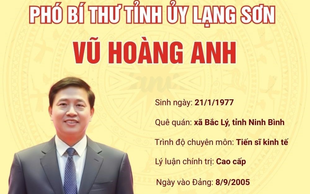 TIỂU SỬ ĐỒNG CHÍ VŨ HOÀNG ANH, TÂN PHÓ BÍ THƯ TỈNH ỦY LẠNG SƠN