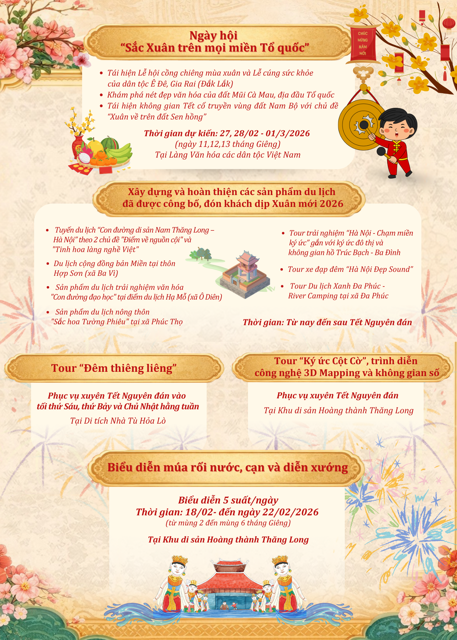 Các điểm bắn pháo hoa, hoạt động văn hóa, du lịch dịp Tết Nguyên đán Bính Ngọ 2026 tại Hà Nội- Ảnh 6.