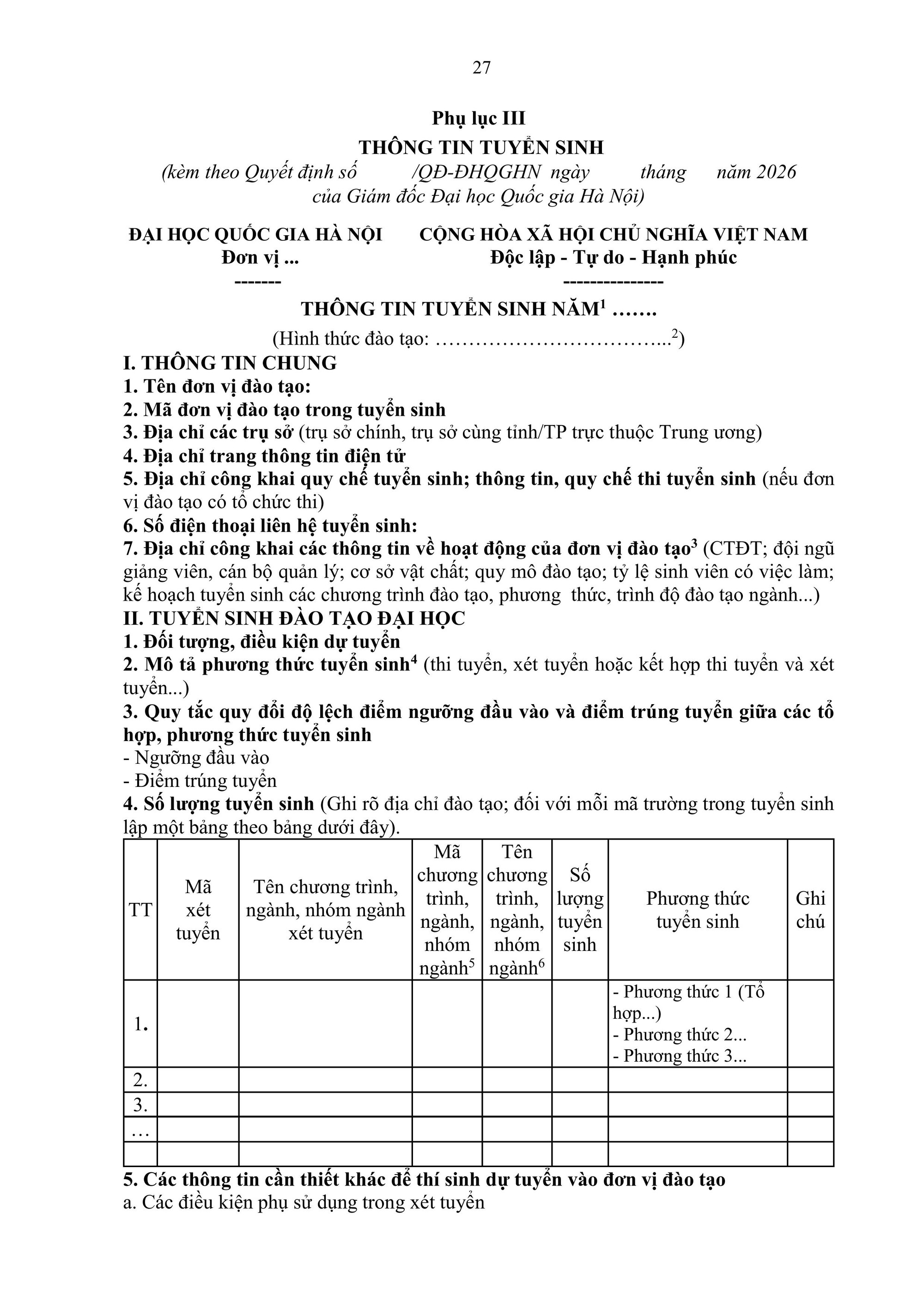 Quy chế TUYỂN SINH 2026 của Đại học Quốc gia Hà Nội- Ảnh 29.