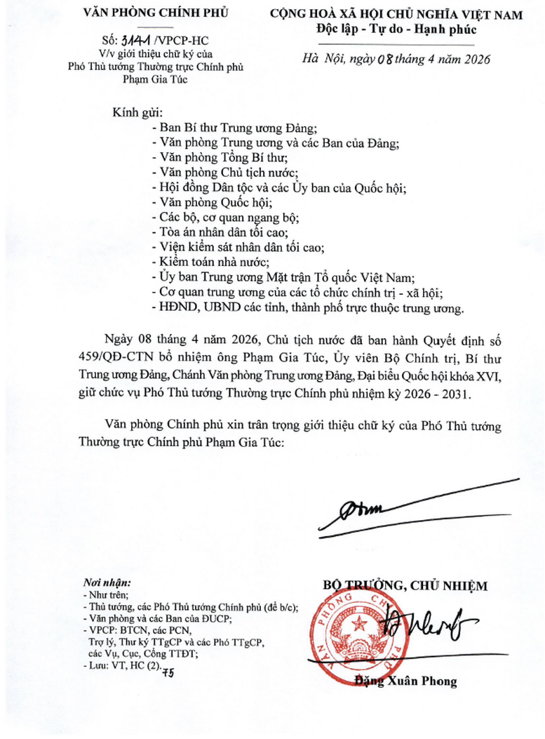GIỚI THIỆU CHỮ KÝ CỦA THỦ TƯỚNG CHÍNH PHỦ VÀ CÁC PHÓ THỦ TƯỚNG CHÍNH PHỦ, NHIỆM KỲ 2026-2031- Ảnh 2.