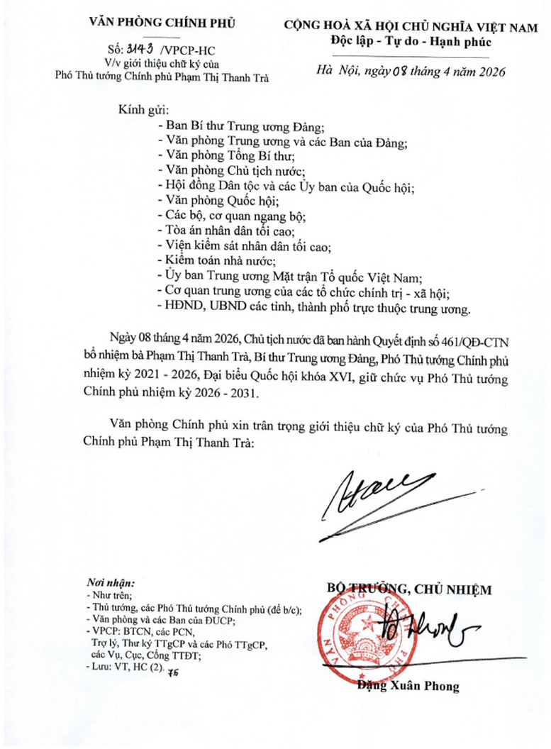 GIỚI THIỆU CHỮ KÝ CỦA THỦ TƯỚNG CHÍNH PHỦ VÀ CÁC PHÓ THỦ TƯỚNG CHÍNH PHỦ, NHIỆM KỲ 2026-2031- Ảnh 4.