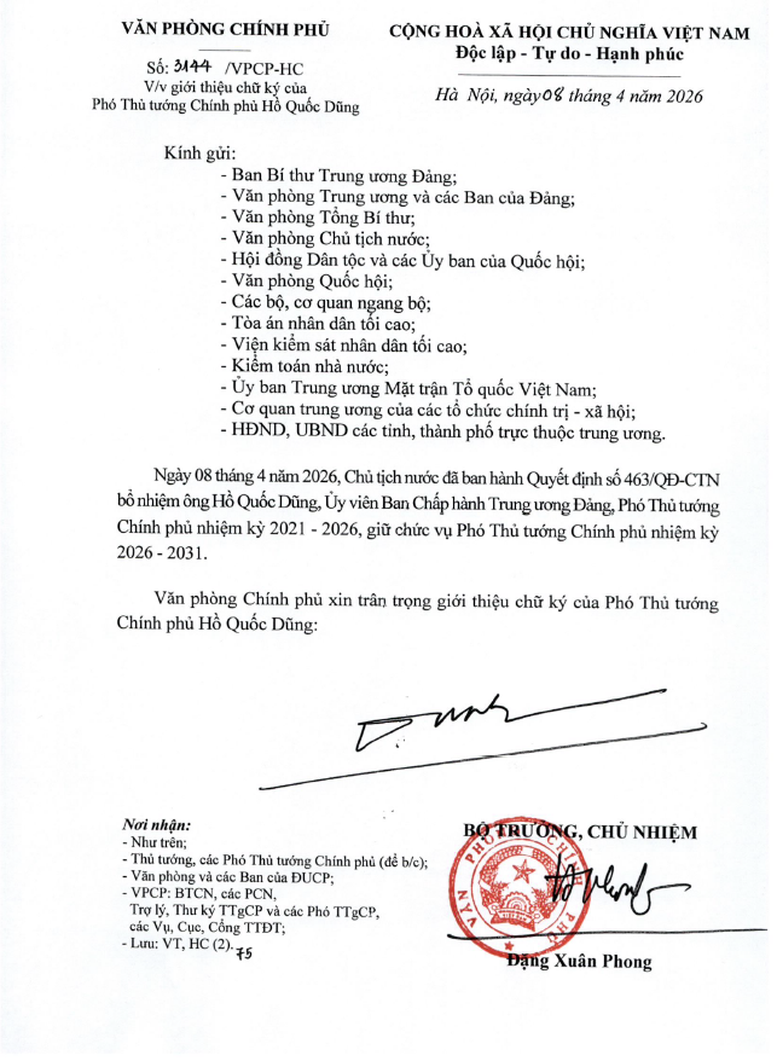 GIỚI THIỆU CHỮ KÝ CỦA THỦ TƯỚNG CHÍNH PHỦ VÀ CÁC PHÓ THỦ TƯỚNG CHÍNH PHỦ, NHIỆM KỲ 2026-2031- Ảnh 5.