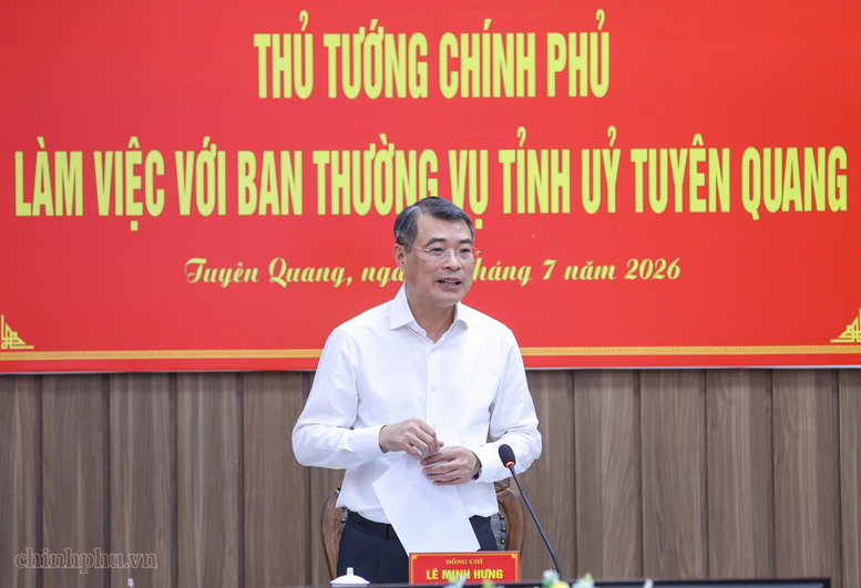 THỦ TƯỚNG LÊ MINH HƯNG LÀM VIỆC VỚI BAN THƯỜNG VỤ TỈNH ỦY TUYÊN QUANG- Ảnh 2.