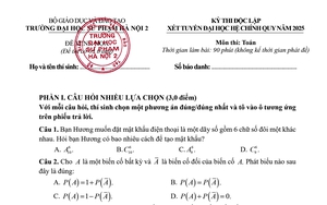 Đề minh họa môn Toán kỳ thi độc lập tuyển sinh của Trường ĐHSP Hà Nội 2 năm 2025