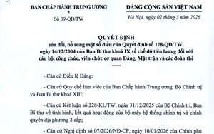 TOÀN VĂN: Quyết định 09-QĐ/TW sửa đổi, bổ sung chế độ tiền lương với cán bộ, CCVC cơ quan Đảng, Mặt trận và các đoàn thể