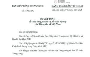 TOÀN VĂN: Quyết định số 18-QĐ/TW về chức năng, nhiệm vụ, tổ chức bộ máy của Thông tấn xã Việt Nam