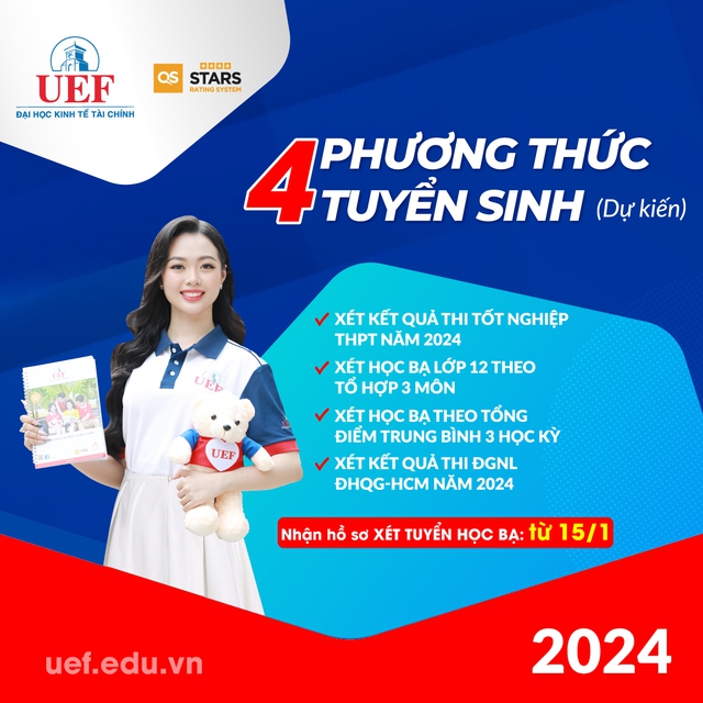 Phương thức tuyển sinh của Trường Đại học Kinh tế - Tài chính TP HCM 2024- Ảnh 1.