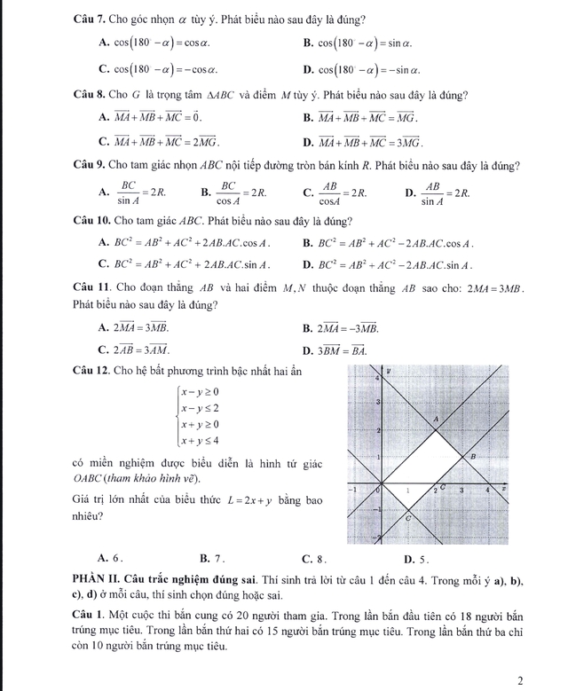 Đề thi minh họa môn Toán tốt nghiệp THPT từ năm 2025- Ảnh 2.