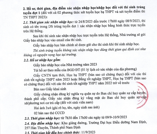 Điểm chuẩn, danh sách trúng tuyển Trường Đại học Điều dưỡng Nam Định 2023 - Ảnh 3.