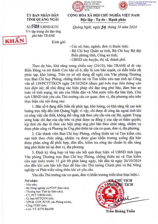 Bão số 6 (bão TRAMI) diễn biến rất phức tạp, khó lường, Chủ tịch tỉnh chỉ đạo KHẨN- Ảnh 2.