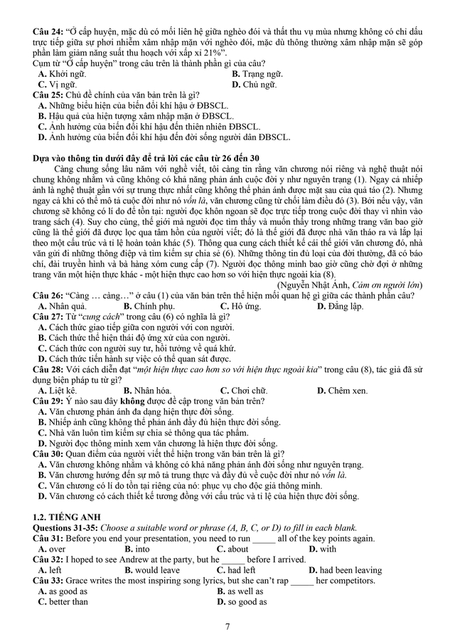 Đề thi minh họa đánh giá năng lực của ĐHQG TP HCM: Phần 1 sử dụng ngôn ngữ - Ảnh 6.