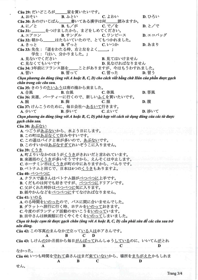 Đề tham khảo môn Tiếng Nhật thi tốt nghiệp THPT năm 2024- Ảnh 3.