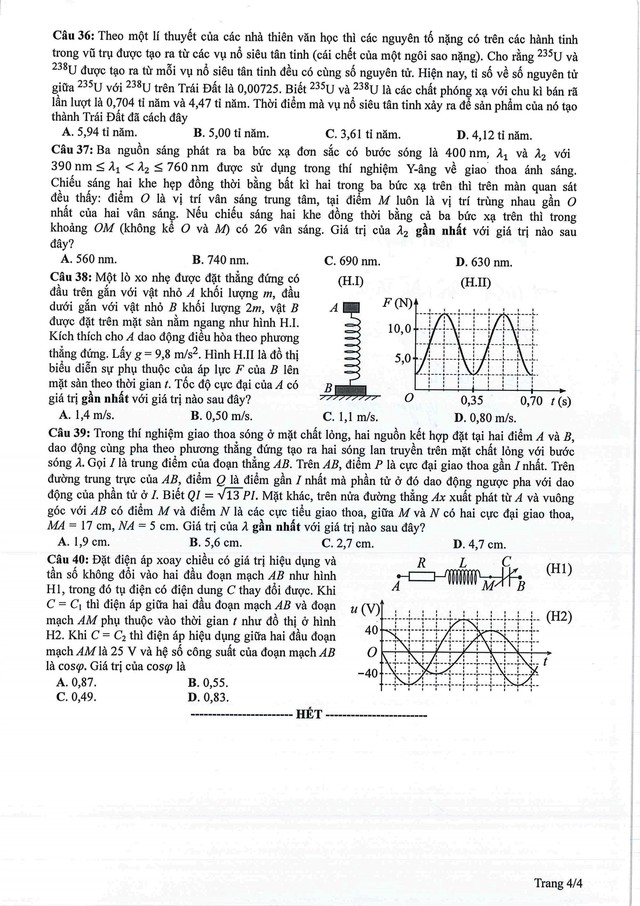 Đề thi tham khảo môn Vật lý tốt nghiệp THPT năm 2024- Ảnh 4.