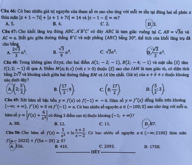 THI TỐT NGHIỆP THPT 2024: Đề thi môn Toán- Ảnh 11.