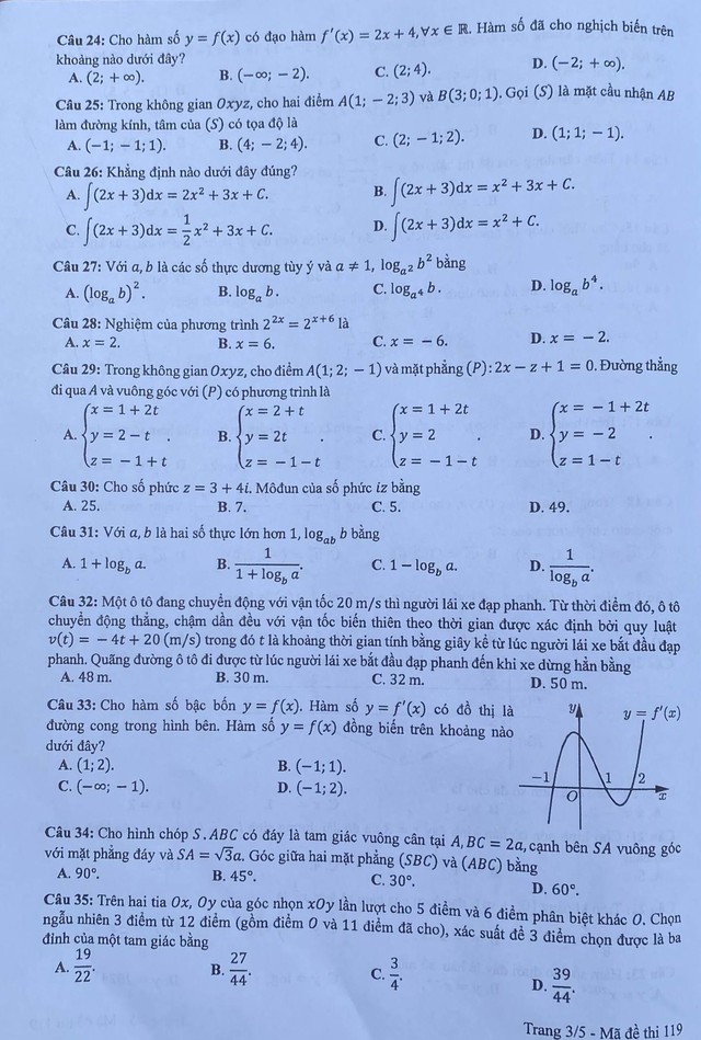 THI TỐT NGHIỆP THPT 2024: Đề thi môn Toán- Ảnh 15.