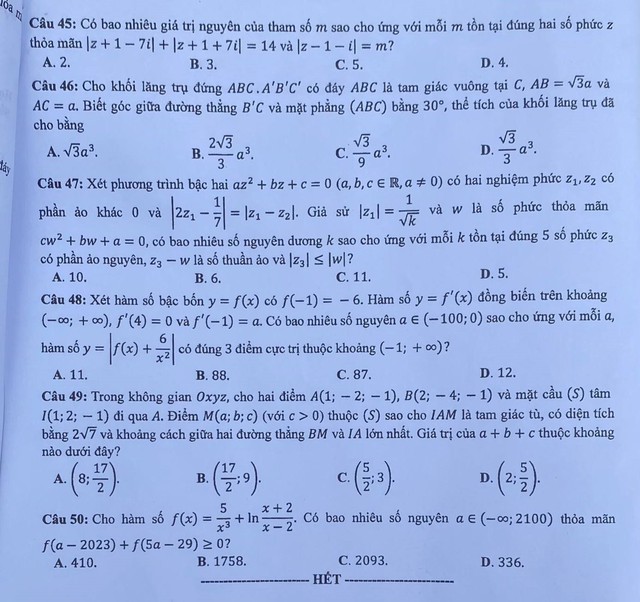 THI TỐT NGHIỆP THPT 2024: Đề thi, đáp án MÔN TOÁN- Ảnh 22.