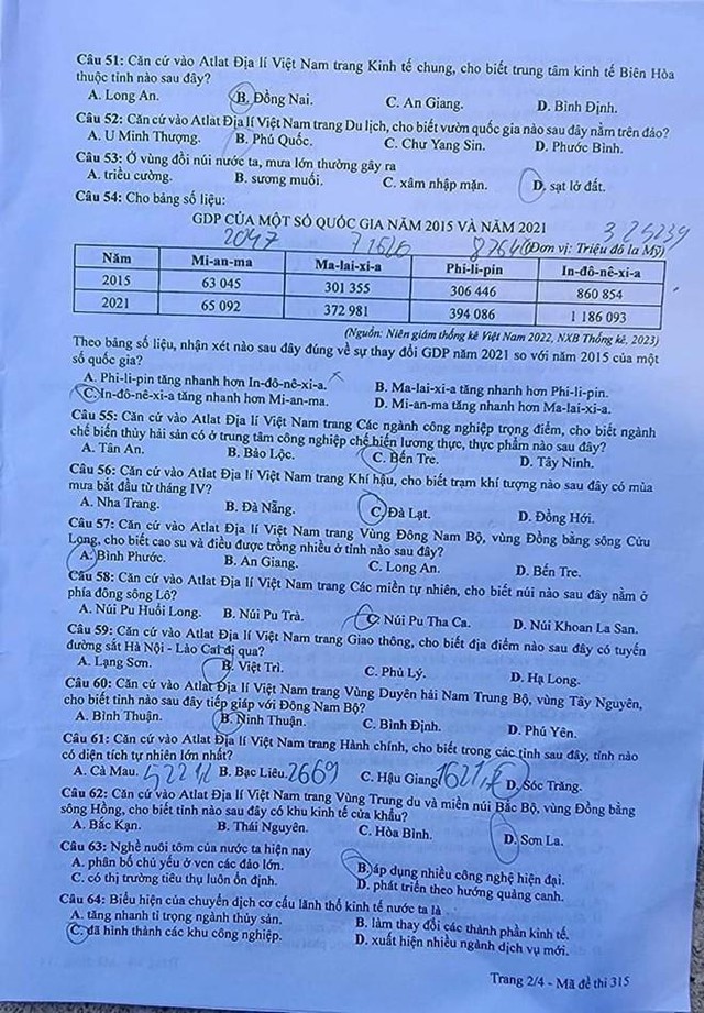 THI TỐT NGHIỆP THPT 2024: Đề thi, đáp án môn ĐỊA LÝ- Ảnh 3.