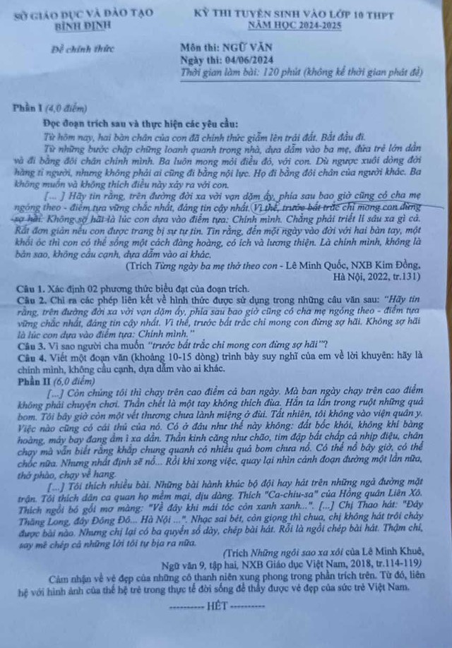 Đề thi tuyển sinh lớp 10 môn Ngữ văn tại Hải Phòng, Bình Thuận, Bình Định, Bình Phước năm học 2024 - 2025- Ảnh 7.