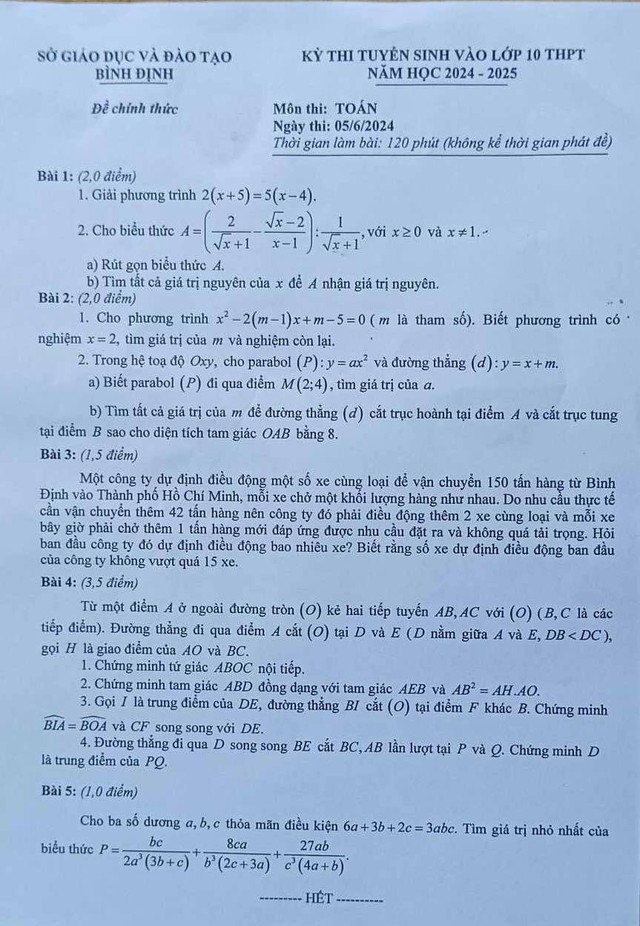 Đề thi tuyển sinh lớp 10 môn Toán tại Hải Phòng, Bình Định, Bình Phước- Ảnh 4.