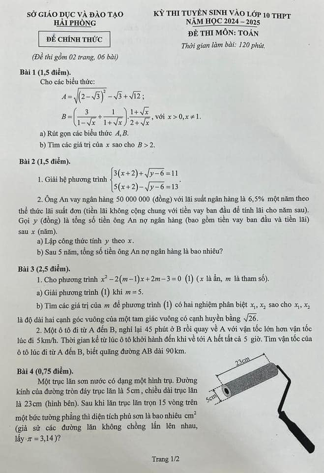 Đề thi tuyển sinh lớp 10 môn Toán tại Hải Phòng, Bình Định, Bình Phước- Ảnh 2.