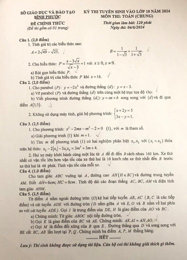 Đề thi tuyển sinh lớp 10 môn Toán tại Hải Phòng, Bình Định, Bình Phước- Ảnh 5.