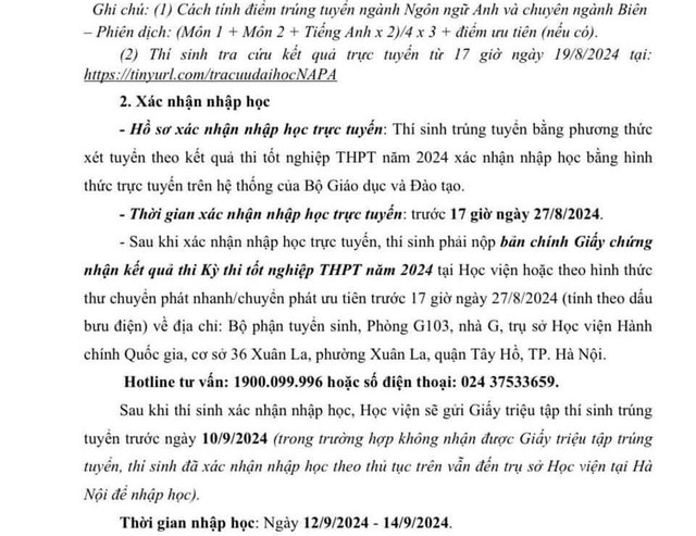 ĐIỂM CHUẨN Học viện Hành chính Quốc gia 2024- Ảnh 3.