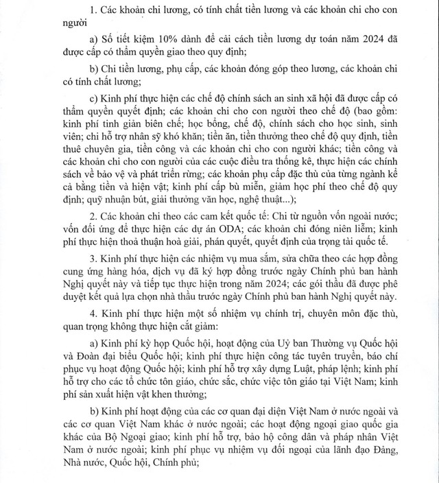 Chính phủ quy định phạm vi, đối tượng tiết kiệm 5% chi thường xuyên năm 2024- Ảnh 1.