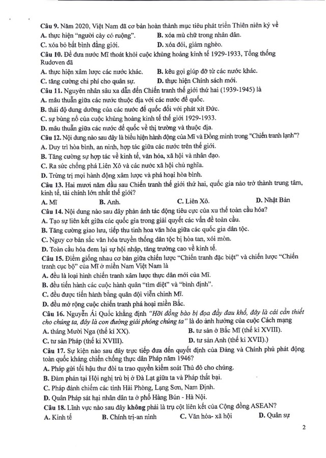Gợi ý đáp án đề minh họa môn LỊCH SỬ & ĐỊA LÝ thi vào lớp 10 Hà Nội theo chương trình mới- Ảnh 3.