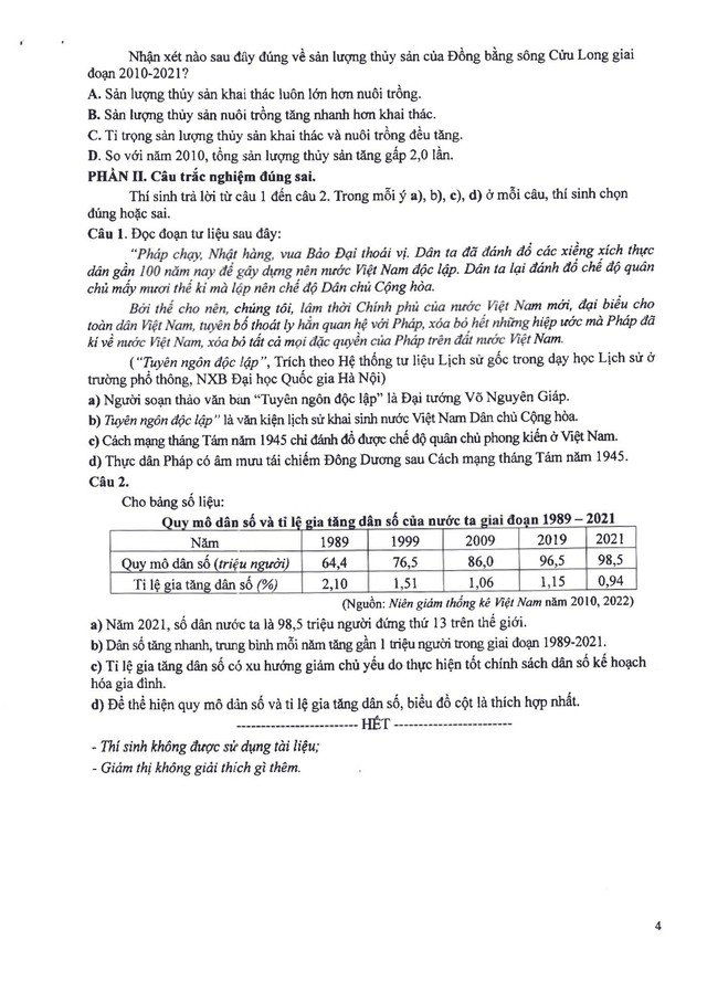 Gợi ý đáp án đề minh họa môn LỊCH SỬ & ĐỊA LÝ thi vào lớp 10 Hà Nội theo chương trình mới- Ảnh 5.