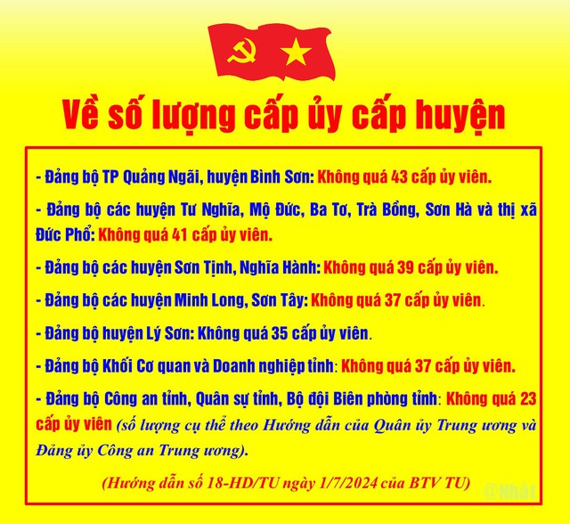 Cơ cấu, số lượng cấp ủy viên cấp huyện nhiệm kỳ 2025 - 2030 tại Quảng Ngãi- Ảnh 1.