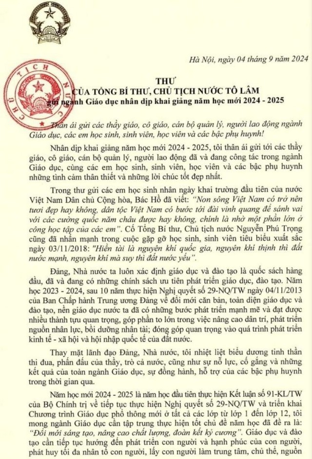 Tổng Bí thư, Chủ tịch nước Tô Lâm: Giáo dục và đào tạo cần tiếp tục hướng đến phát triển con người và hạnh phúc của con người- Ảnh 5.