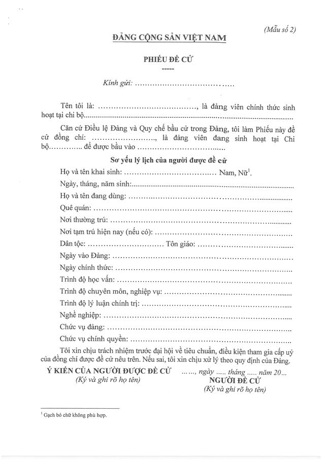 Hướng dẫn thủ tục, hồ sơ ứng cử, đề cử thực hiện Quy chế bầu cử trong Đảng- Ảnh 5.