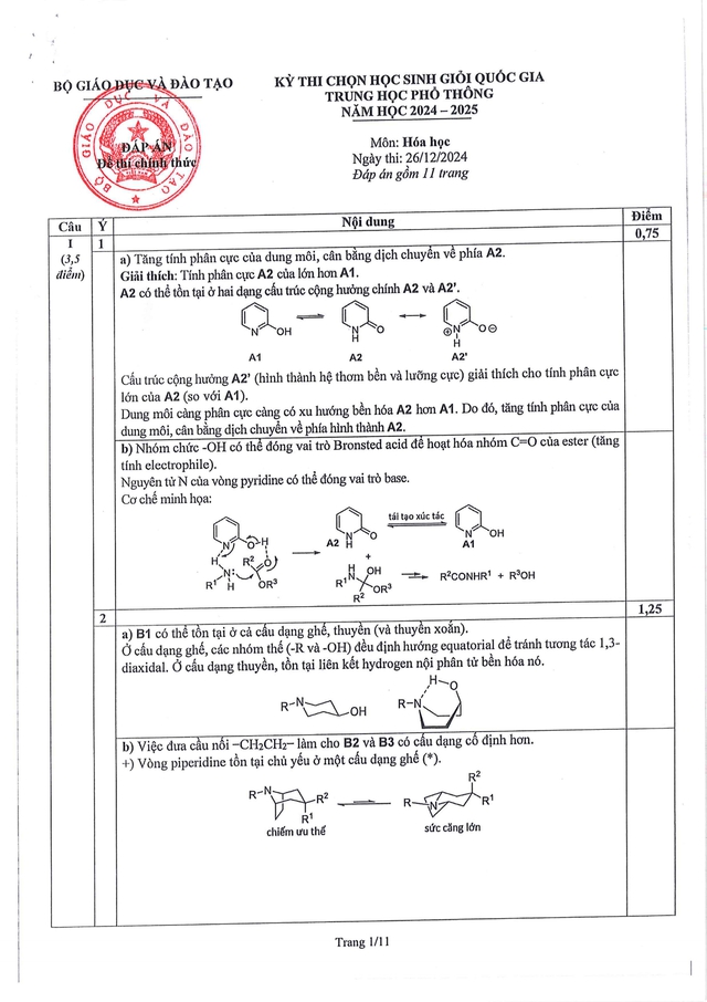 Đề thi và đáp án môn Hóa Học chọn học sinh giỏi quốc gia THPT năm học 2024-2025- Ảnh 20.