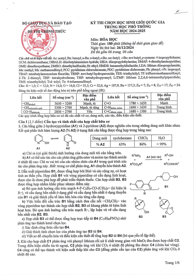 Đề thi và đáp án môn Hóa Học chọn học sinh giỏi quốc gia THPT năm học 2024-2025- Ảnh 6.