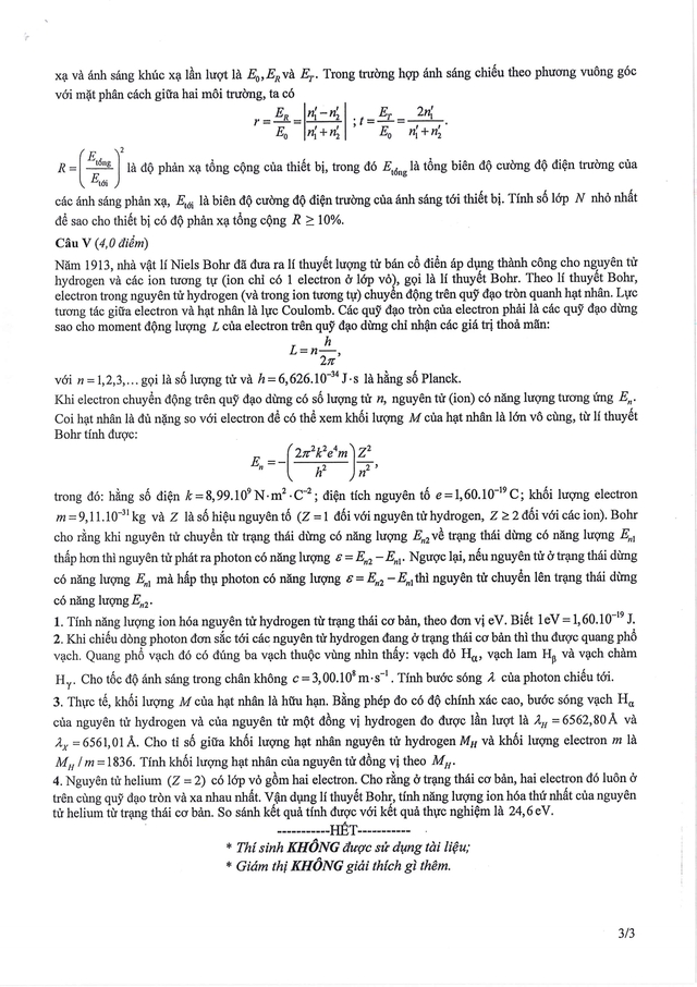 Đề thi và đáp án môn Vật Lý chọn học sinh giỏi quốc gia THPT năm học 2024-2025- Ảnh 3.