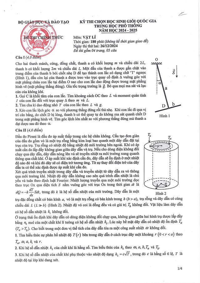 Đề thi và đáp án môn Vật Lý chọn học sinh giỏi quốc gia THPT năm học 2024-2025- Ảnh 4.