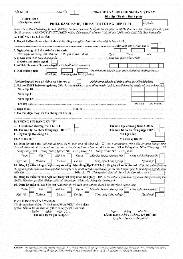 HƯỚNG DẪN GHI PHIẾU ĐĂNG KÝ DỰ THI TỐT NGHIỆP THPT NĂM 2025- Ảnh 4.